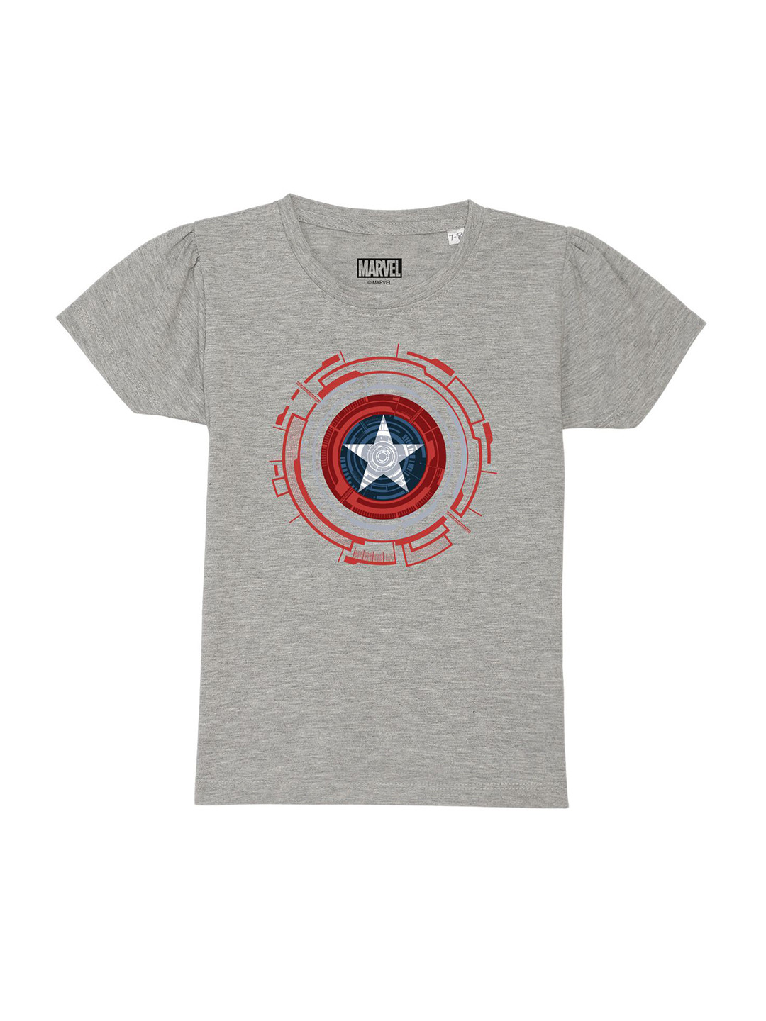 

Marvel by Wear Your Mind Girls Grey & Red Avengers Printed Puff Sleeves T-shirt