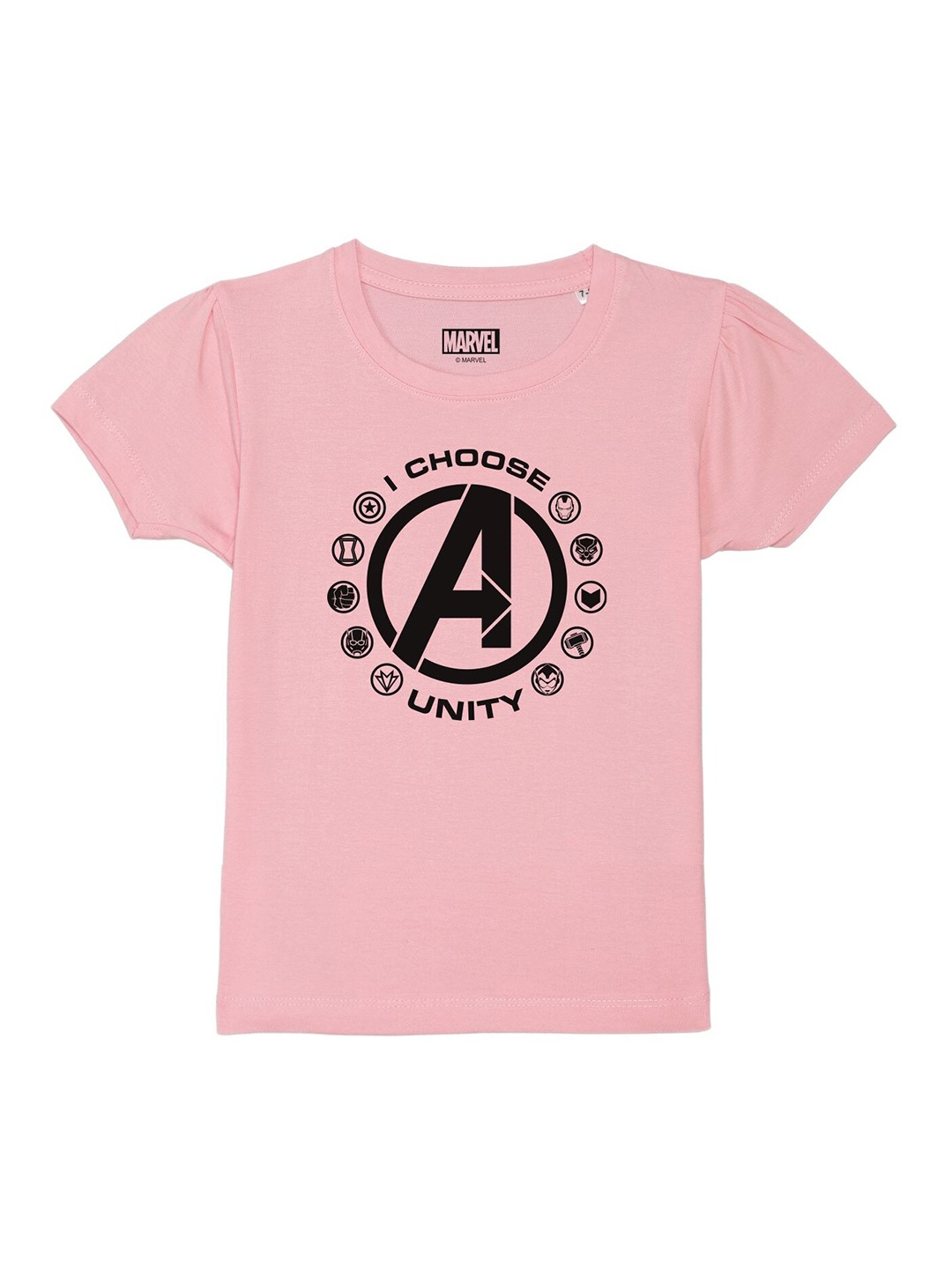 

Marvel by Wear Your Mind Girls Pink Avengers Printed T-shirt