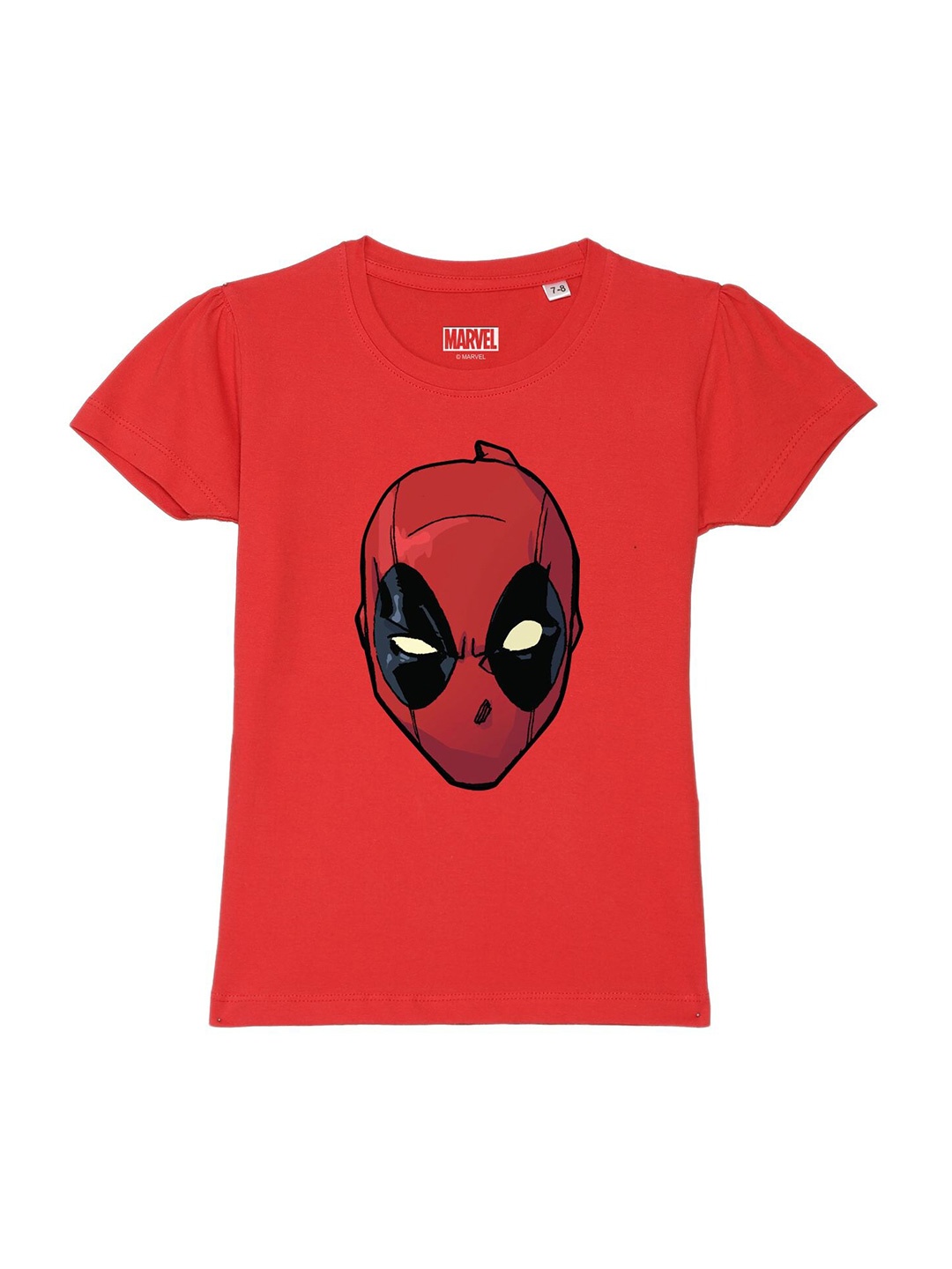 

Marvel by Wear Your Mind Girls Red Spider Man Printed Puff Sleeves Pure Cotton T-shirt