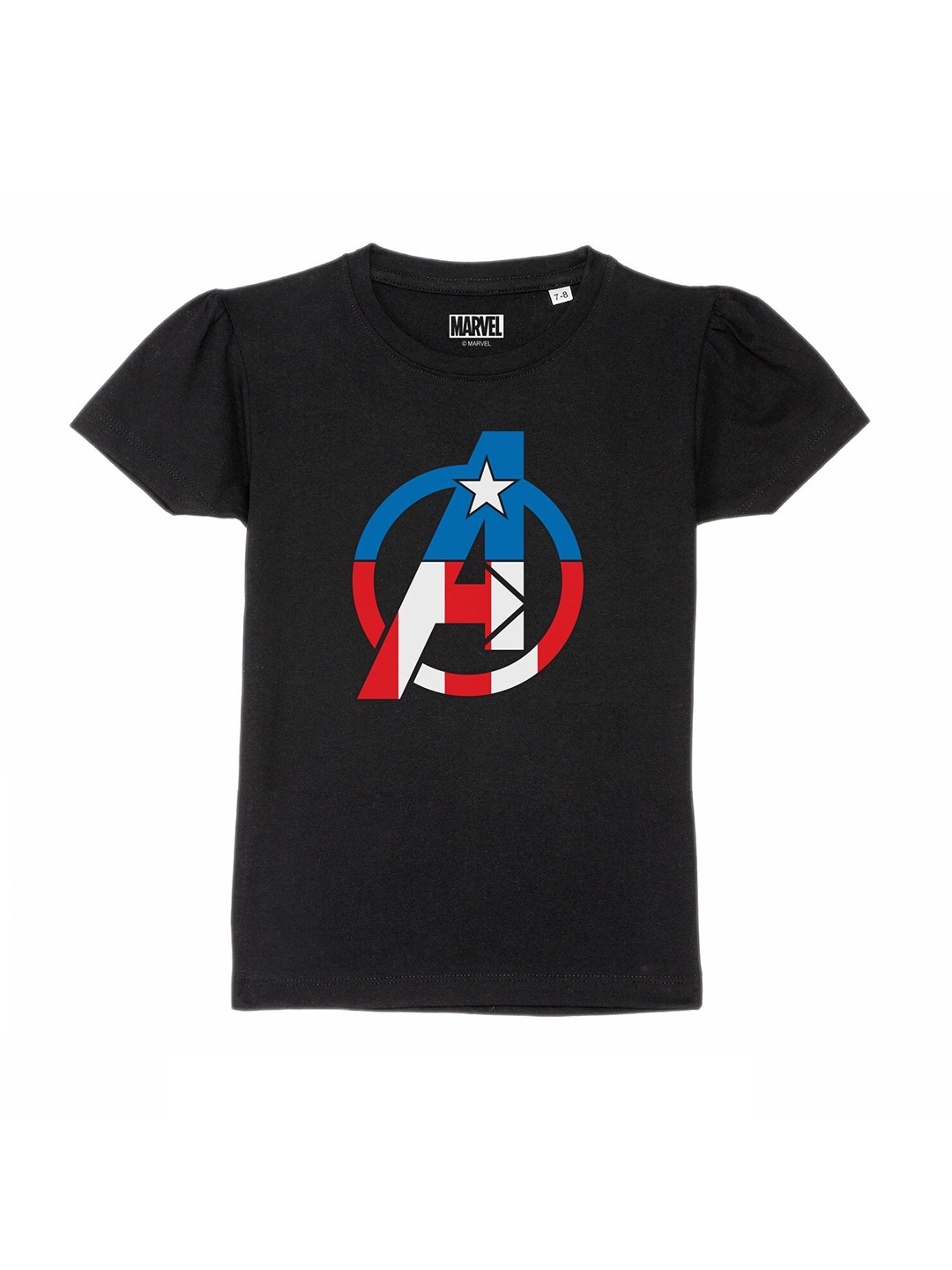 

Marvel by Wear Your Mind Girls Black Avengers Printed Pure Cotton T-shirt