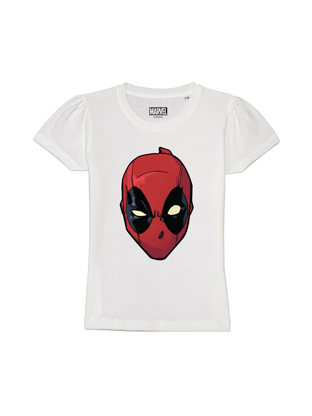 

Marvel by Wear Your Mind Girls White & Red Spider Man Printed Puff Sleeves Cotton T-shirt