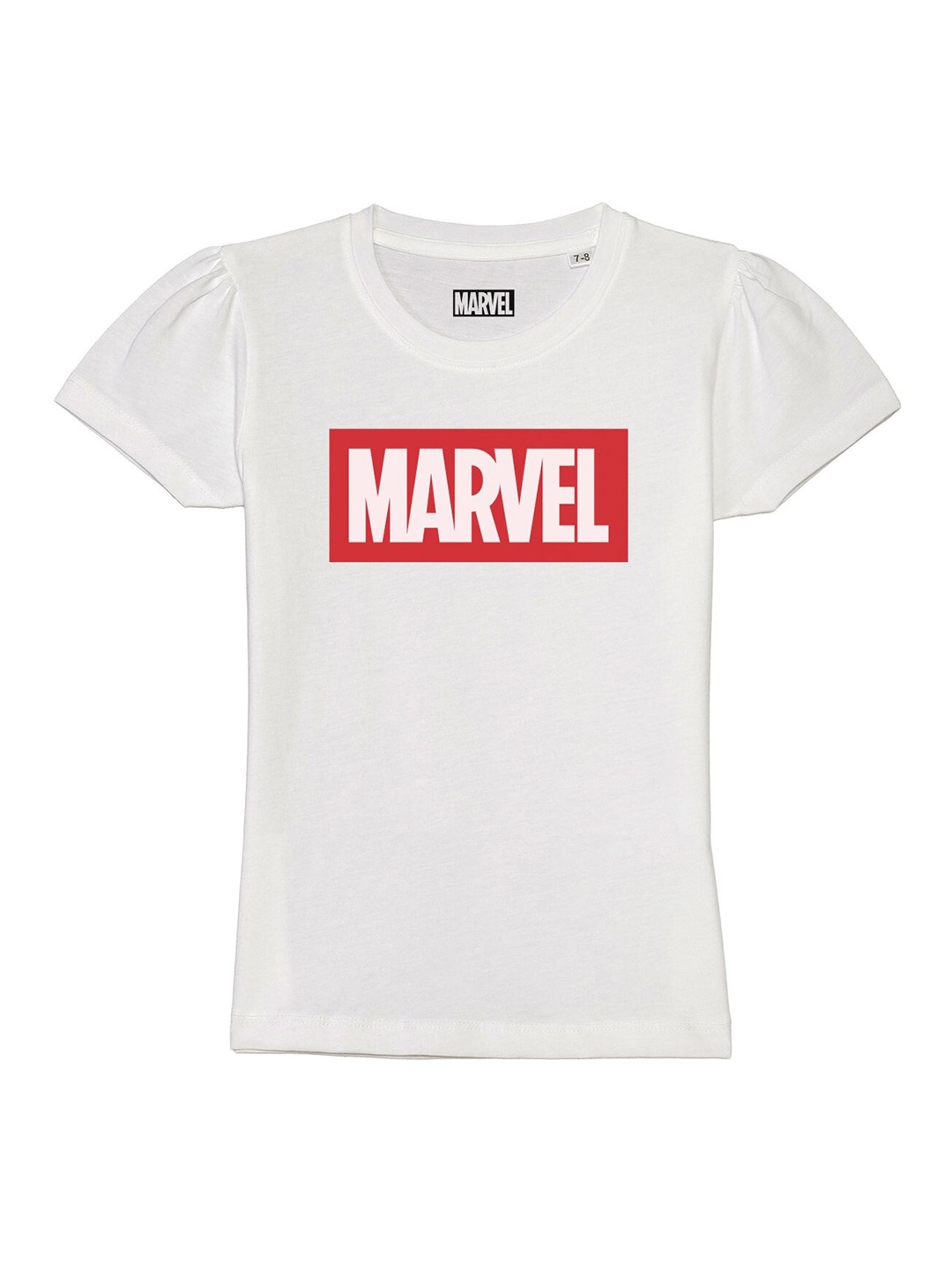 

Marvel by Wear Your Mind Girls White & Red Marvel Printed Pure Cotton T-shirt