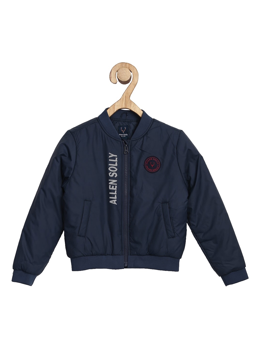 

Allen Solly Junior Boys Navy Blue Crop Bomber with Patchwork Jacket