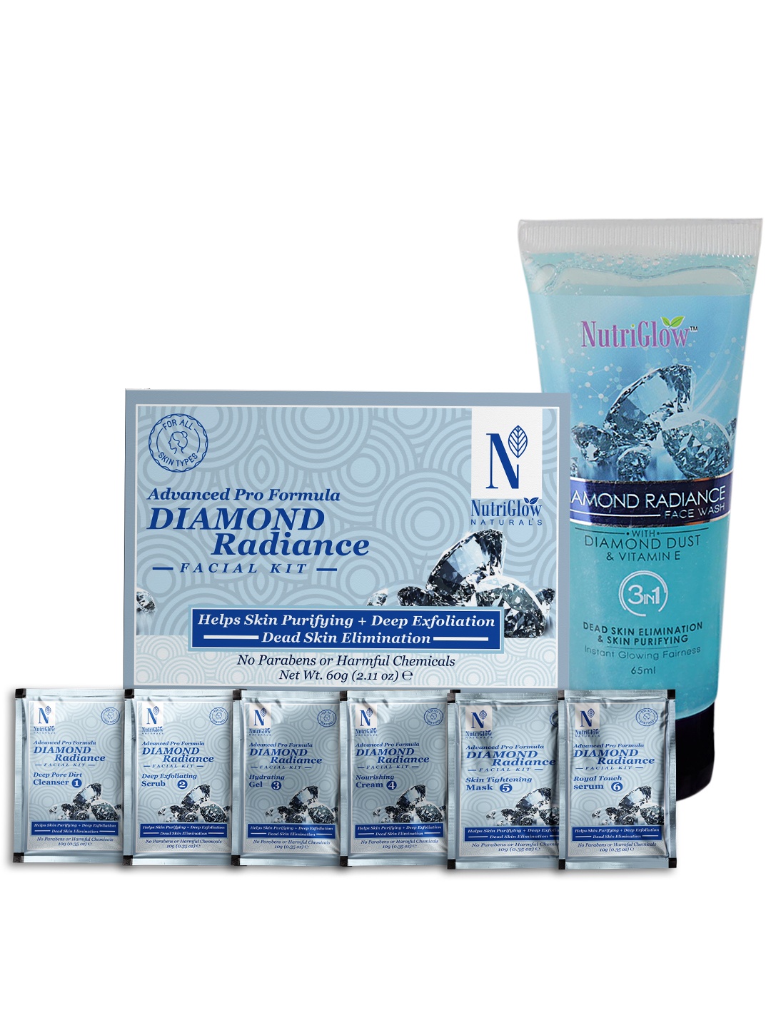 

NutriGlow Naturals Set of 2 Diamond Facial Kit & Diamond Face Wash, White