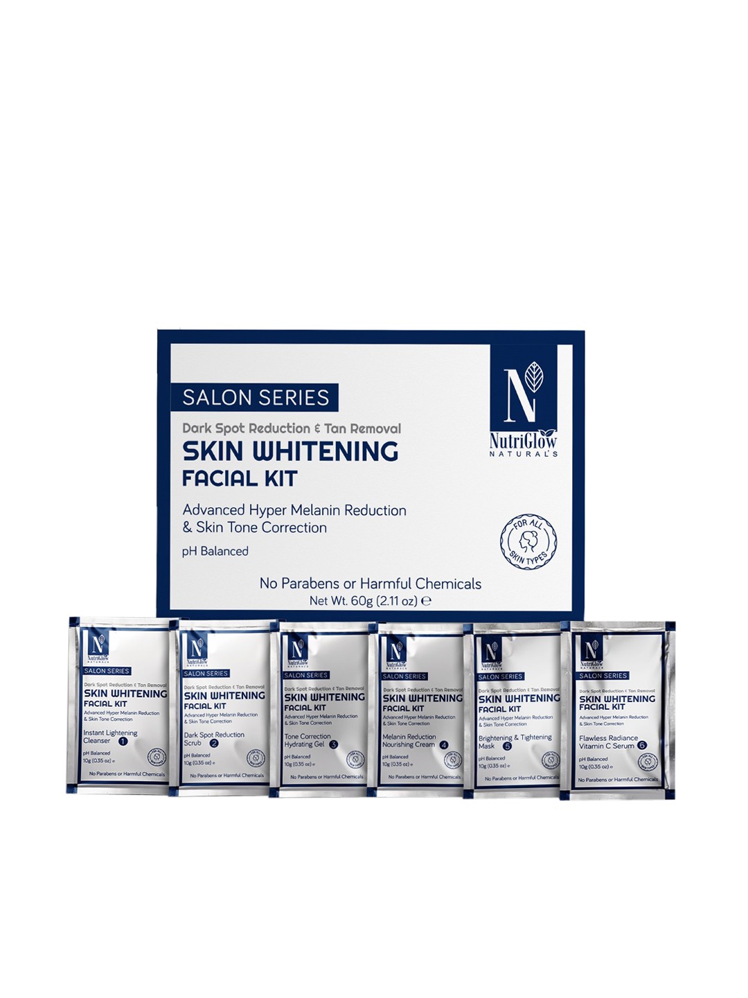 

NutriGlow Sustainable Naturals Skin Whitening Facial Kit for Tan Removal - 60g, White