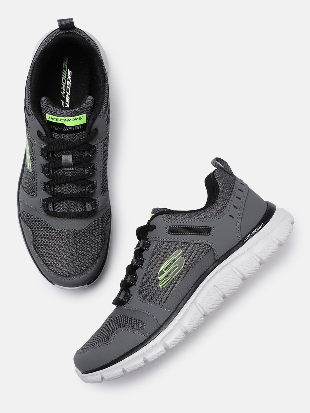 

Skechers Men Grey & Black Track Knockhill Sneakers