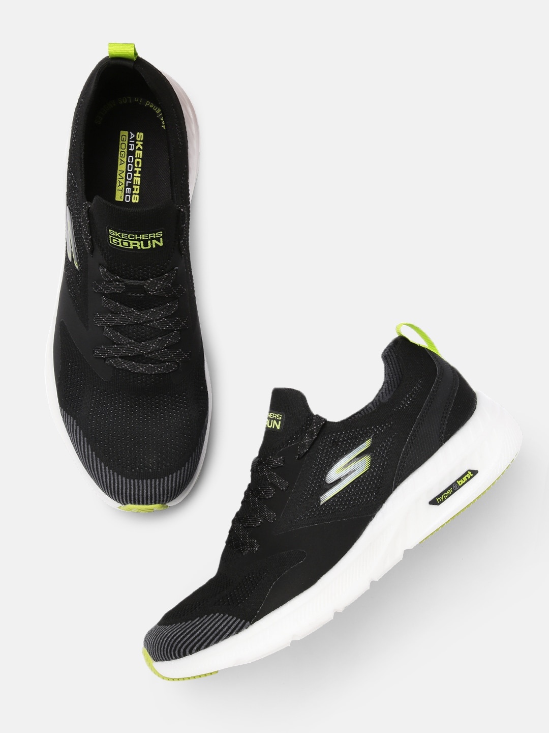 

Skechers Men Black Go Run Hyper Burst Goga Mat Running Shoes