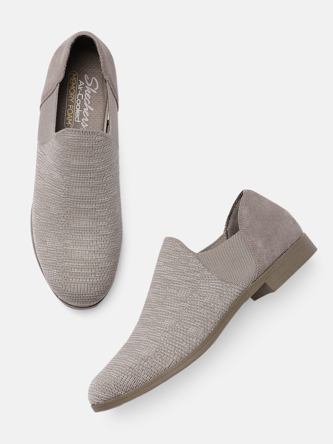 

Skechers Women Taupe CLEO PREP - PREP STEP Suede Slip-On Shoes