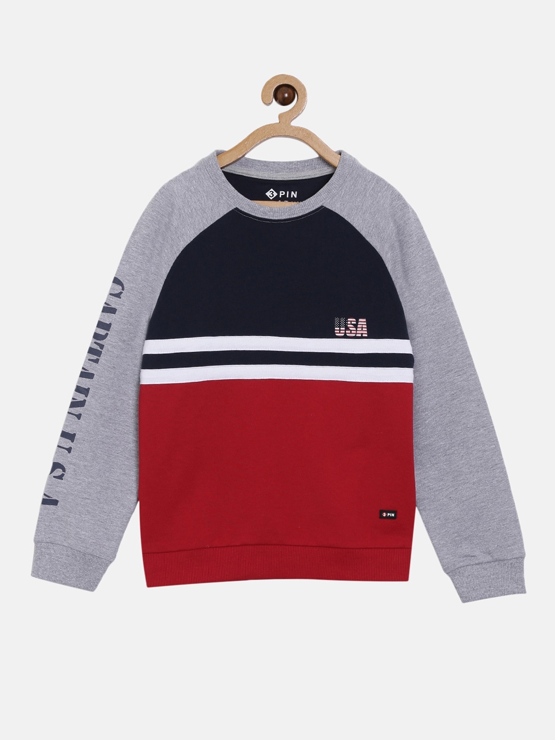 

3PIN Boys Red Colourblocked Cotton Sweatshirt