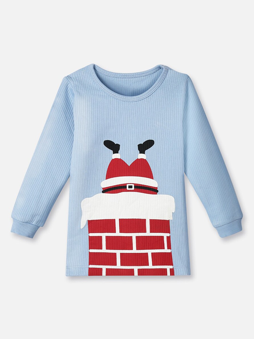 

You Got Plan B Kids Blue & Red Printed Thermal Tops