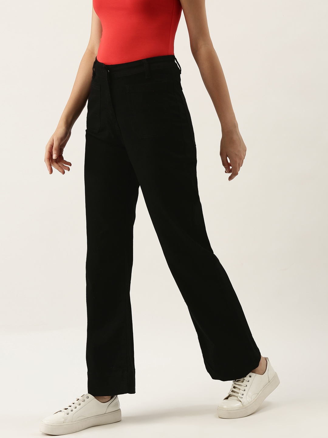 

FOREVER 21 Women Black Flared Stretchable Jeans
