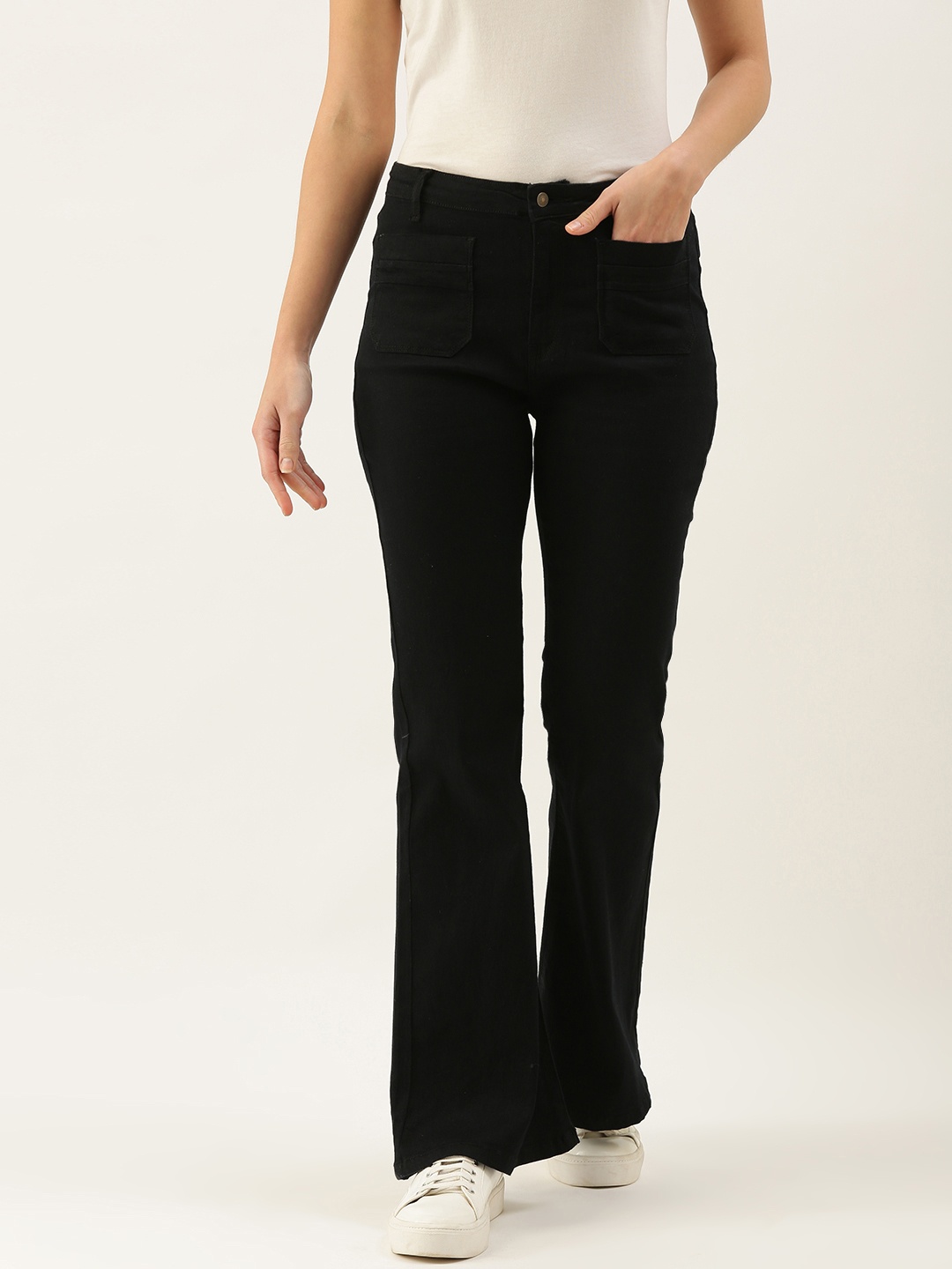 

FOREVER 21 Women Black Wide Leg High Rise Stretchable Jeans