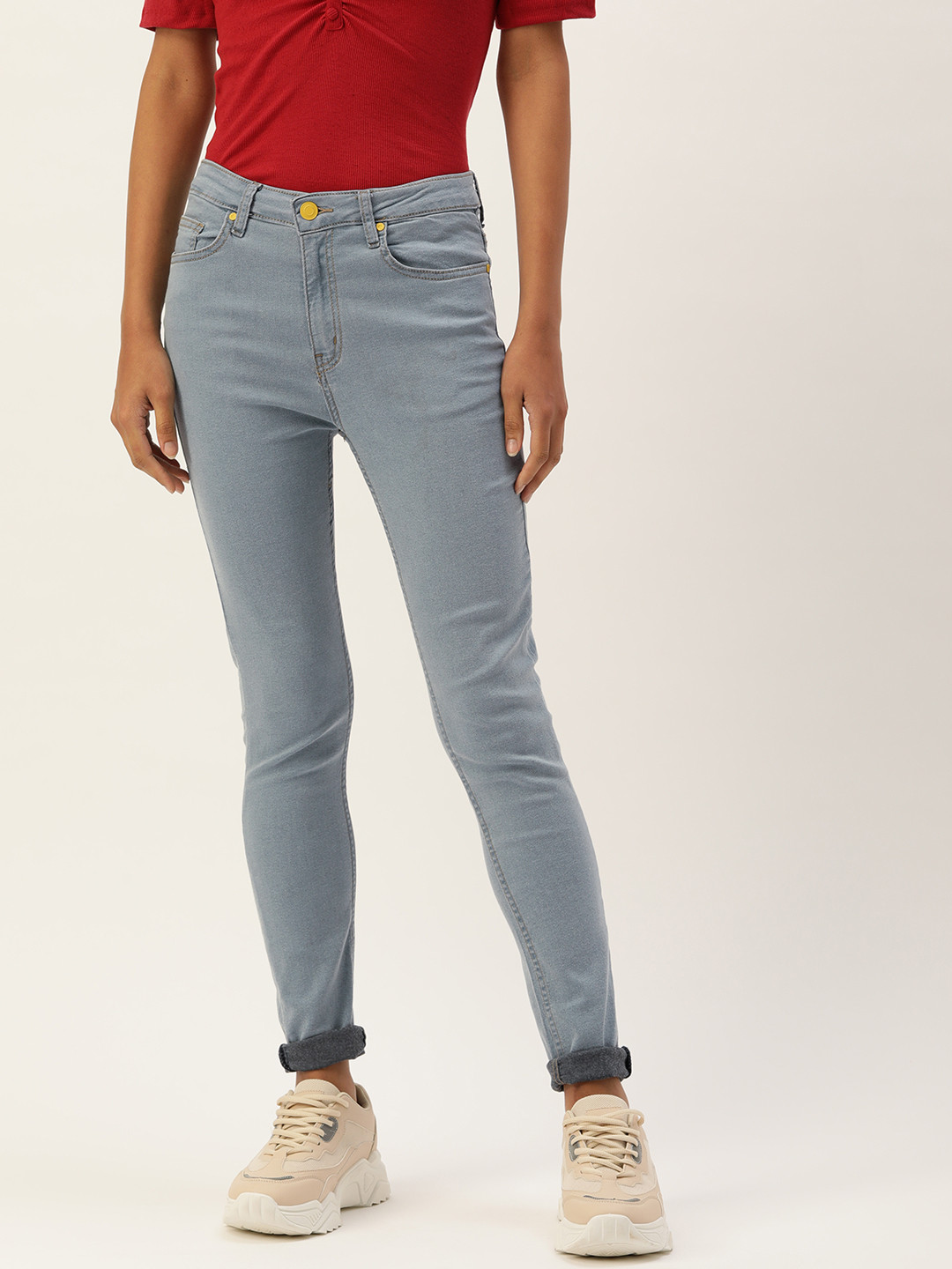 

FOREVER 21 Women Blue Skinny Fit Stretchable Jeans