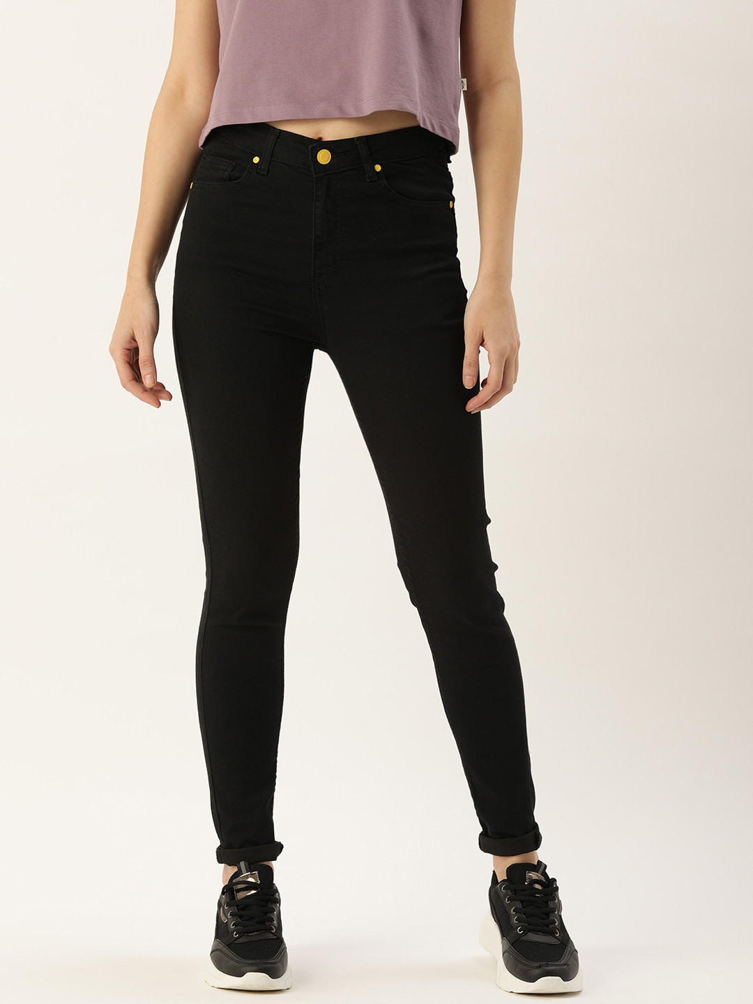 

FOREVER 21 Women Black Skinny Fit Stretchable Jeans