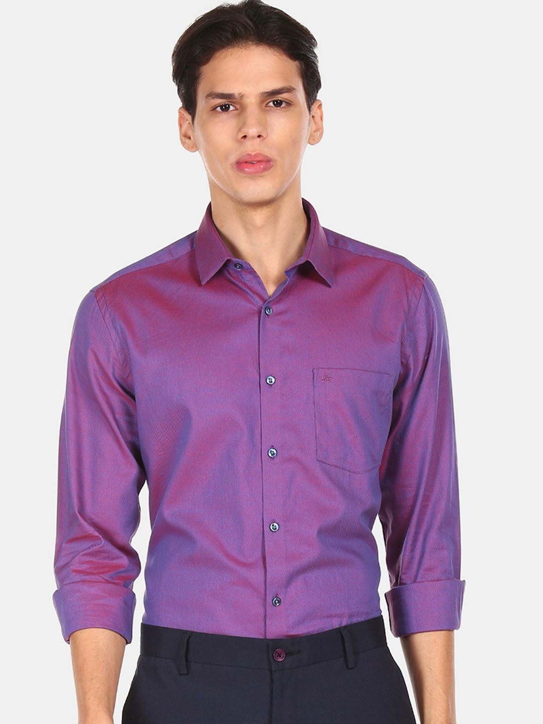 

Arrow Men Purple Opaque Casual Shirt