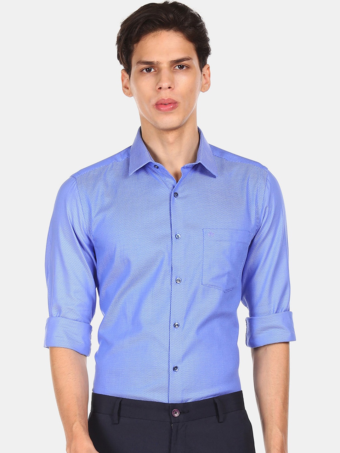 

Arrow Men Blue Opaque Printed Formal Shirt