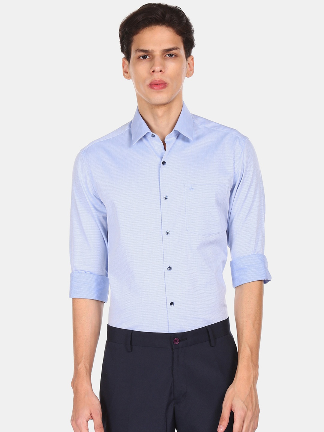 

Arrow Men Blue Slim Fit Opaque Pure Cotton Casual Shirt