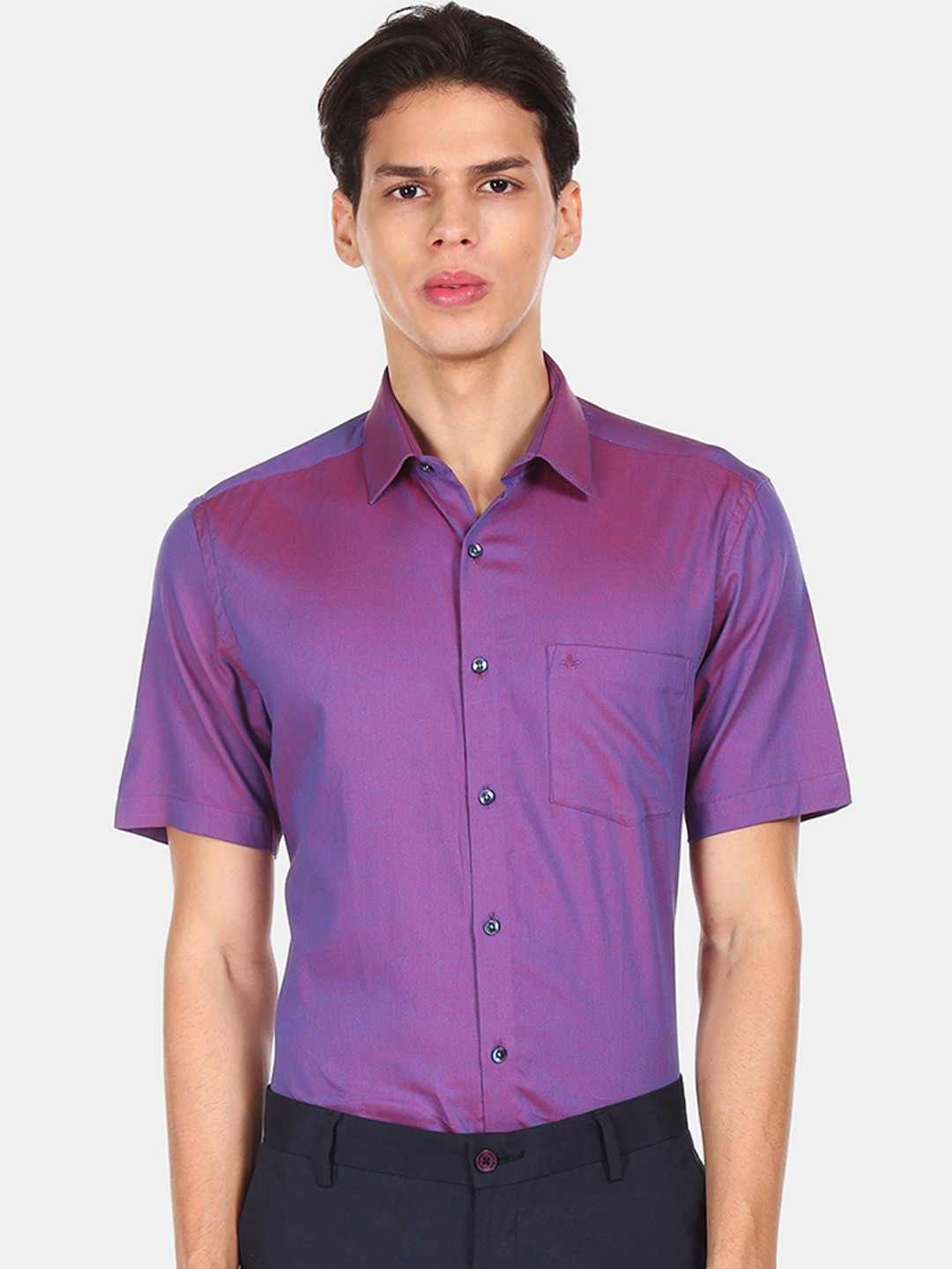 

Arrow Men Purple & Red Opaque Pure Cotton Formal Shirt