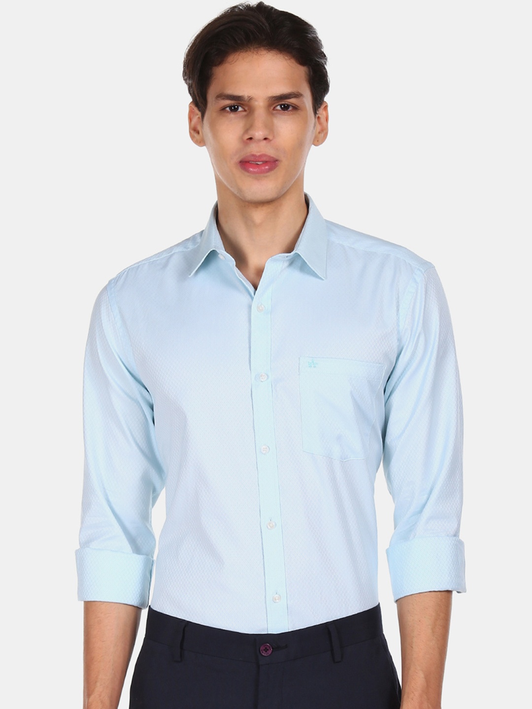 

Arrow Men Blue Opaque Printed Formal Shirt
