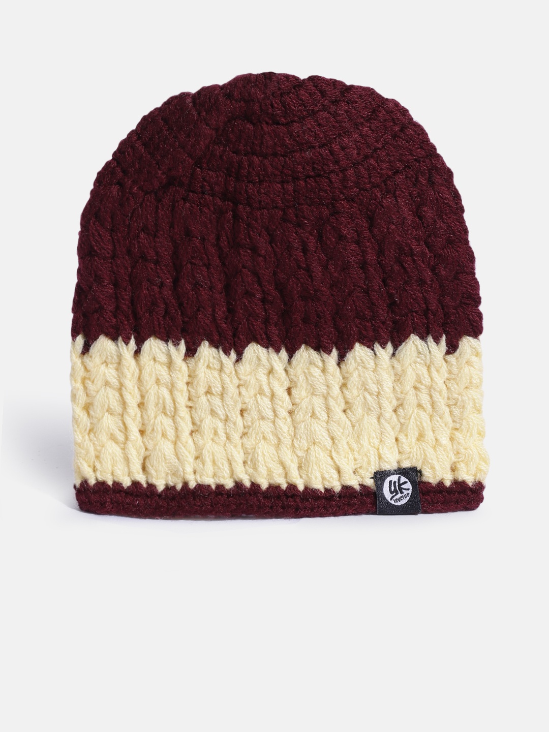

YK Kids Maroon & Yellow Colourblocked Beanie