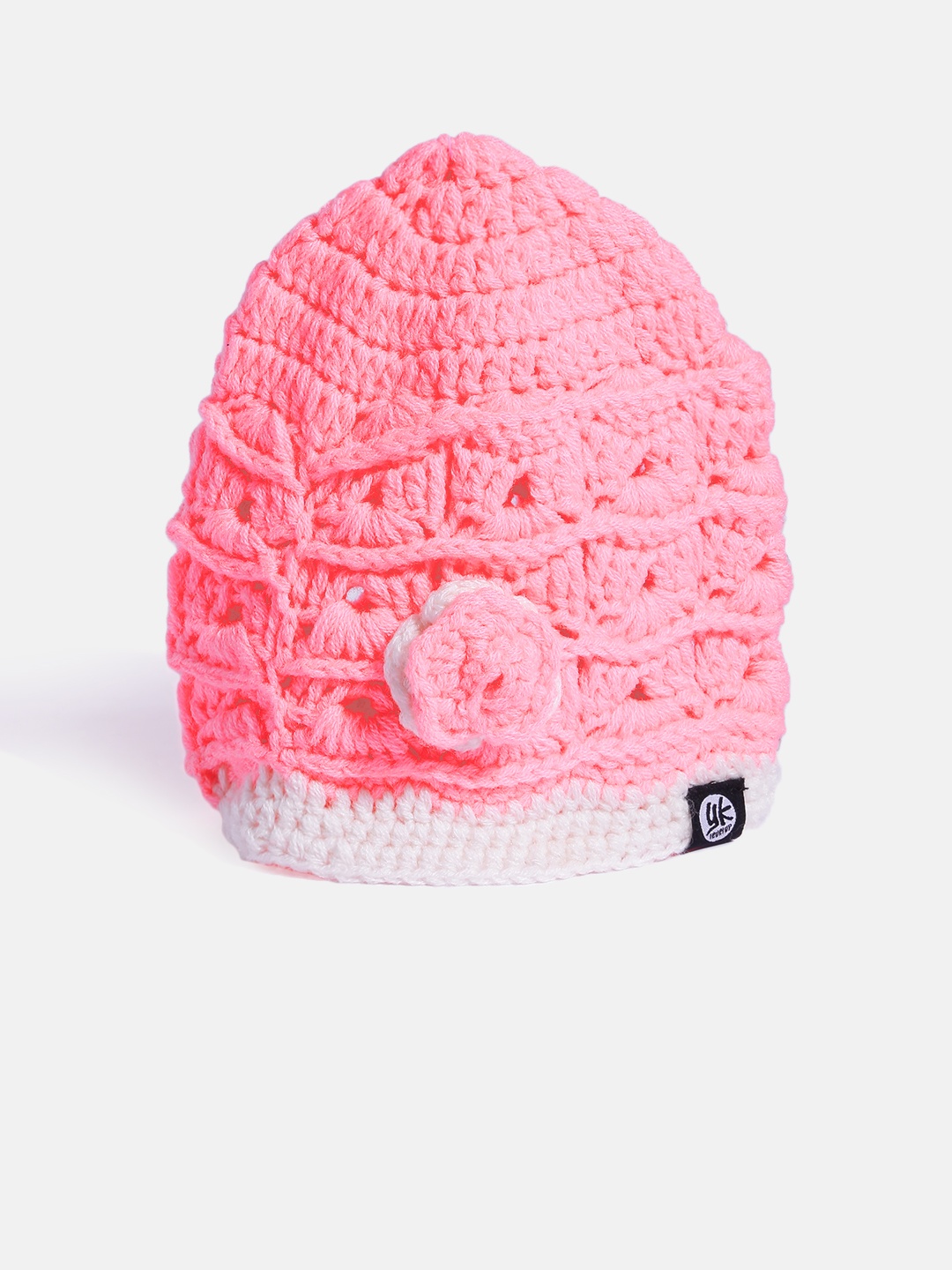 

YK Girls Pink Open Knit Beanie
