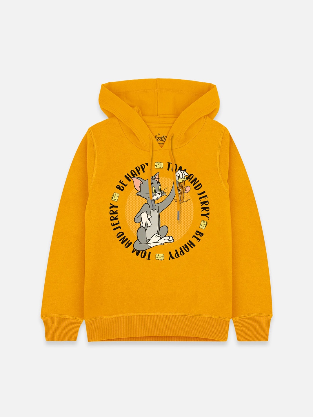 

Kids Ville Tom & Jerry Boys Yellow Printed Hooded Sweatshirt