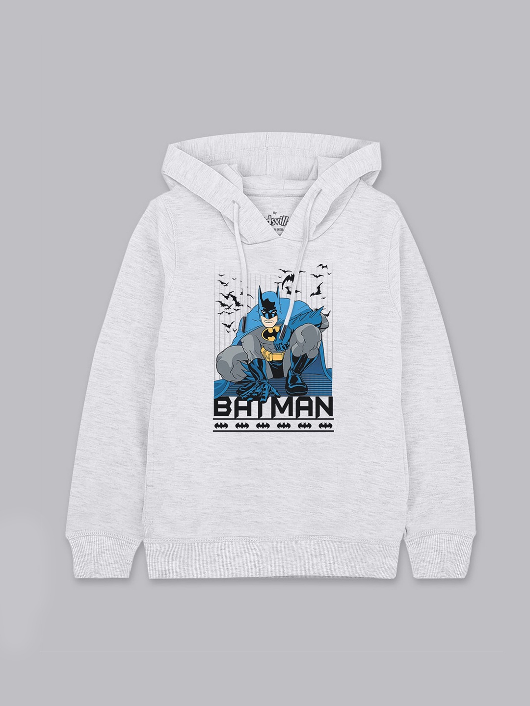 

Kids Ville Boys Grey Batman Printed Hooded Sweatshirt