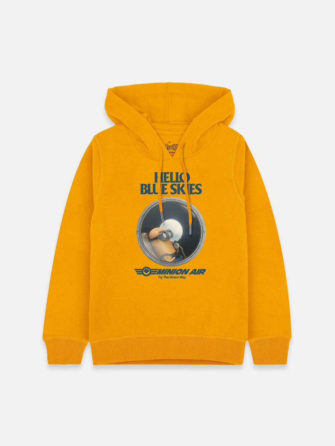

Kids Ville Boys Yellow Minions Printed Hooded Cotton Blend Sweatshirt