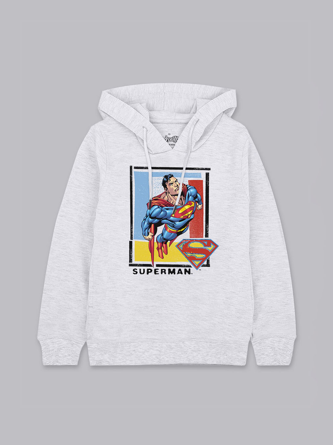

Kids Ville Superman Boys Grey Printed Hooded Sweatshirt