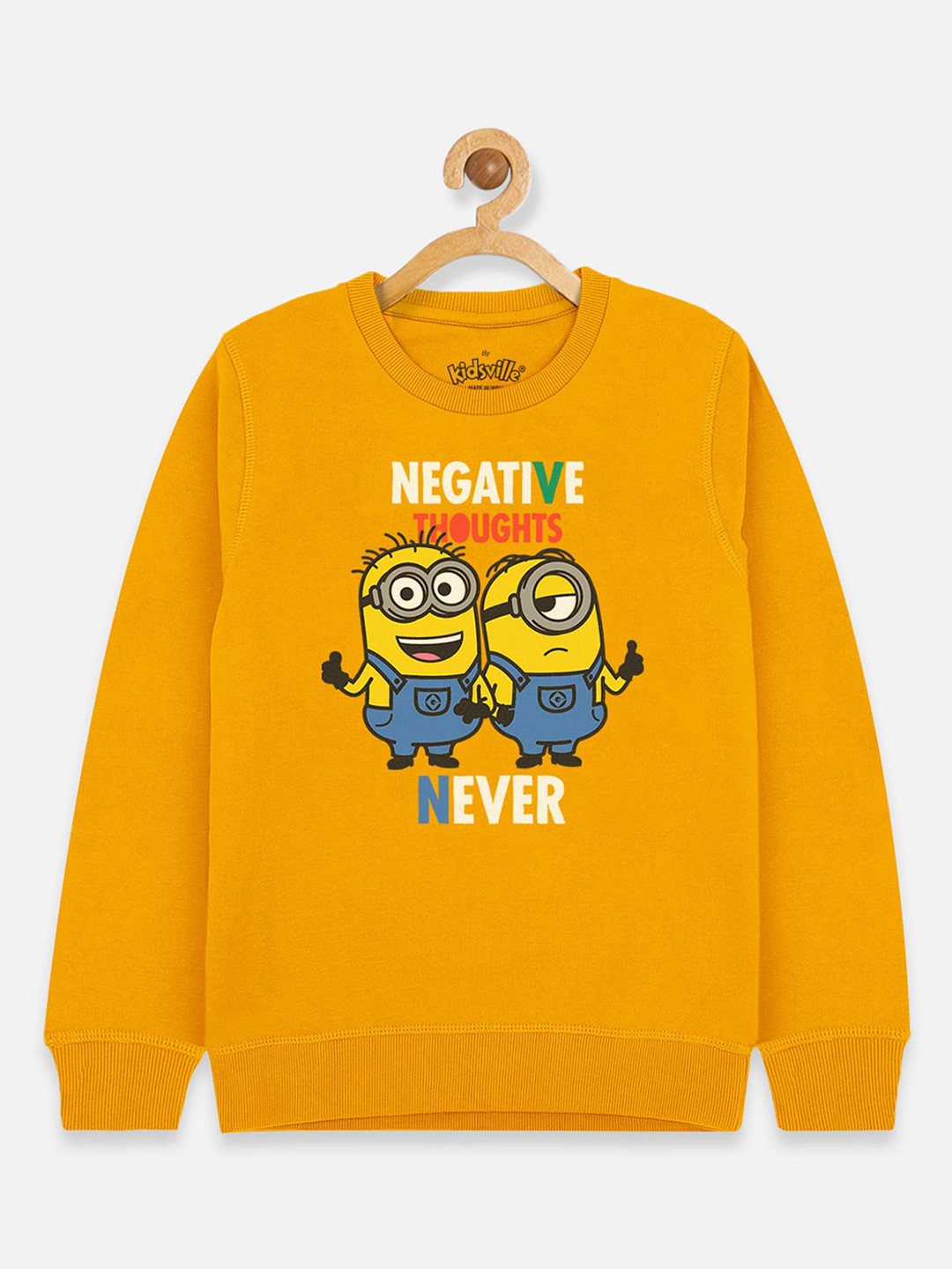 

Kids Ville Boys Yellow Minions Printed Pure Cotton Biowashed Sweatshirt