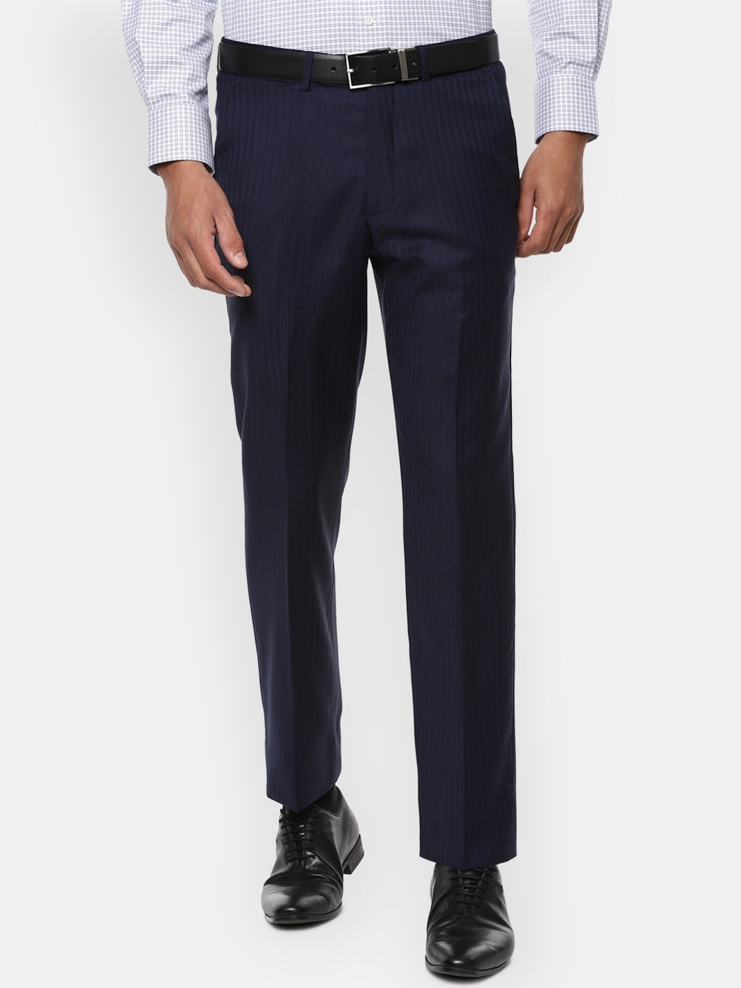 

Luxure by Louis Philippe Men Navy Blue Slim Fit Formal Trousers