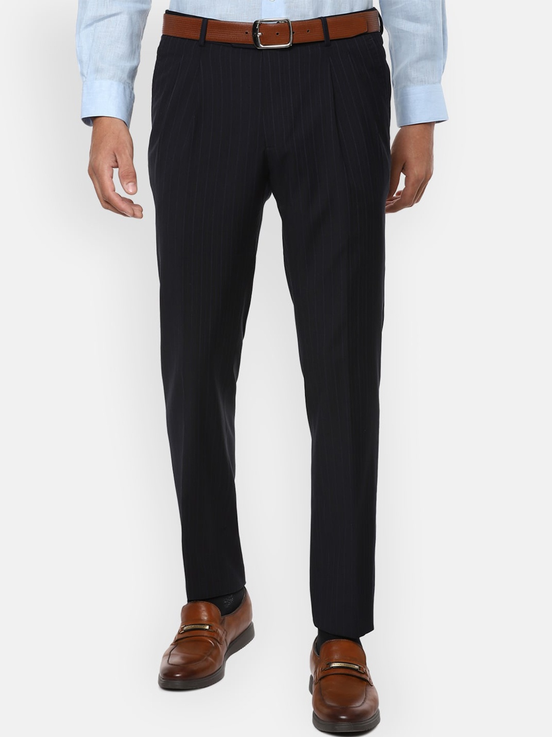 

Luxure by Louis Philippe Men Black Slim Fit Pleated Formal Trousers