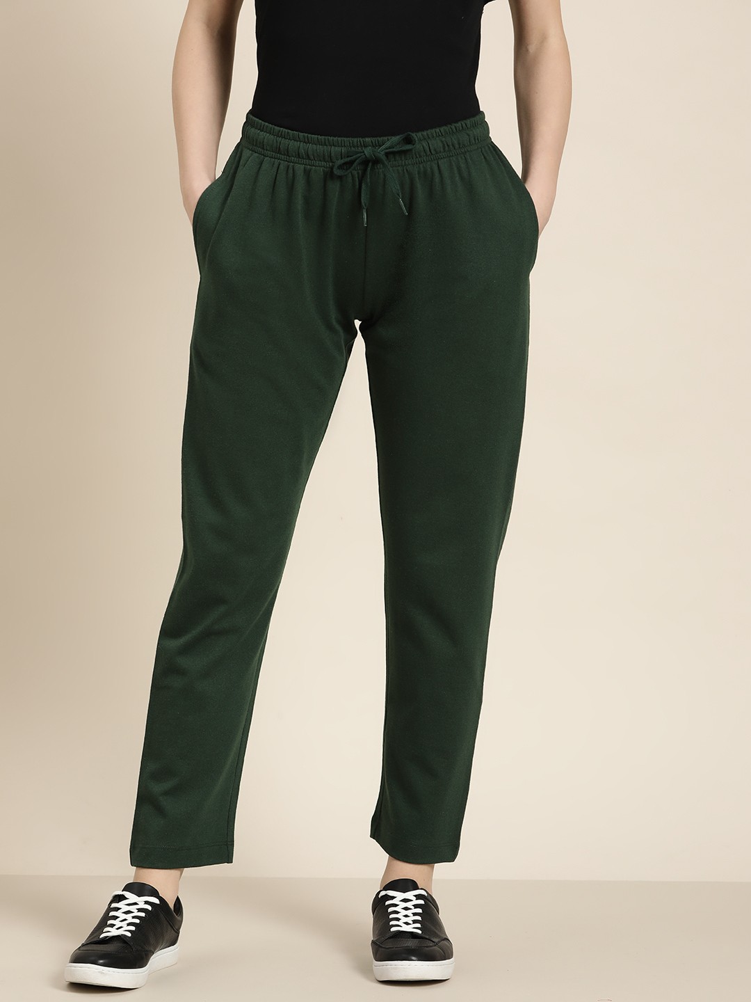 

her by invictus Women Solid Track Pants, Green