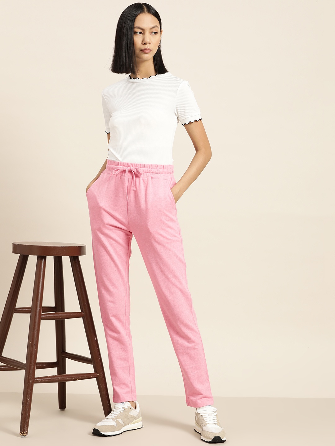 

her by invictus Women Pink Regular Fit Solid Track Pants