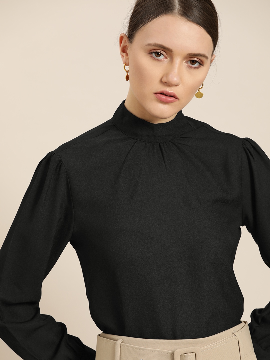 

her by invictus Black Solid High Neck Top