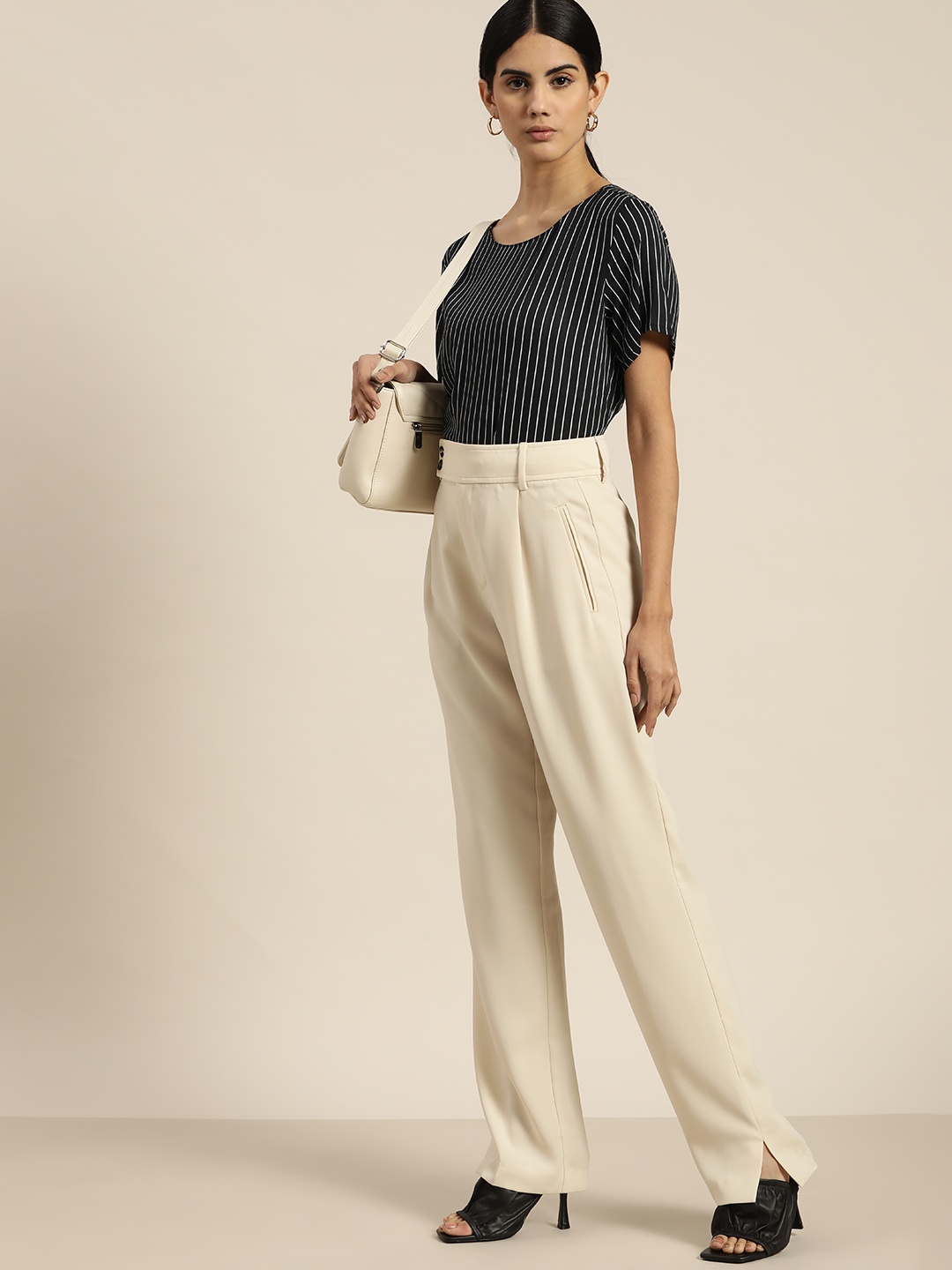 

her by invictus Black & White Striped Monochrome Top