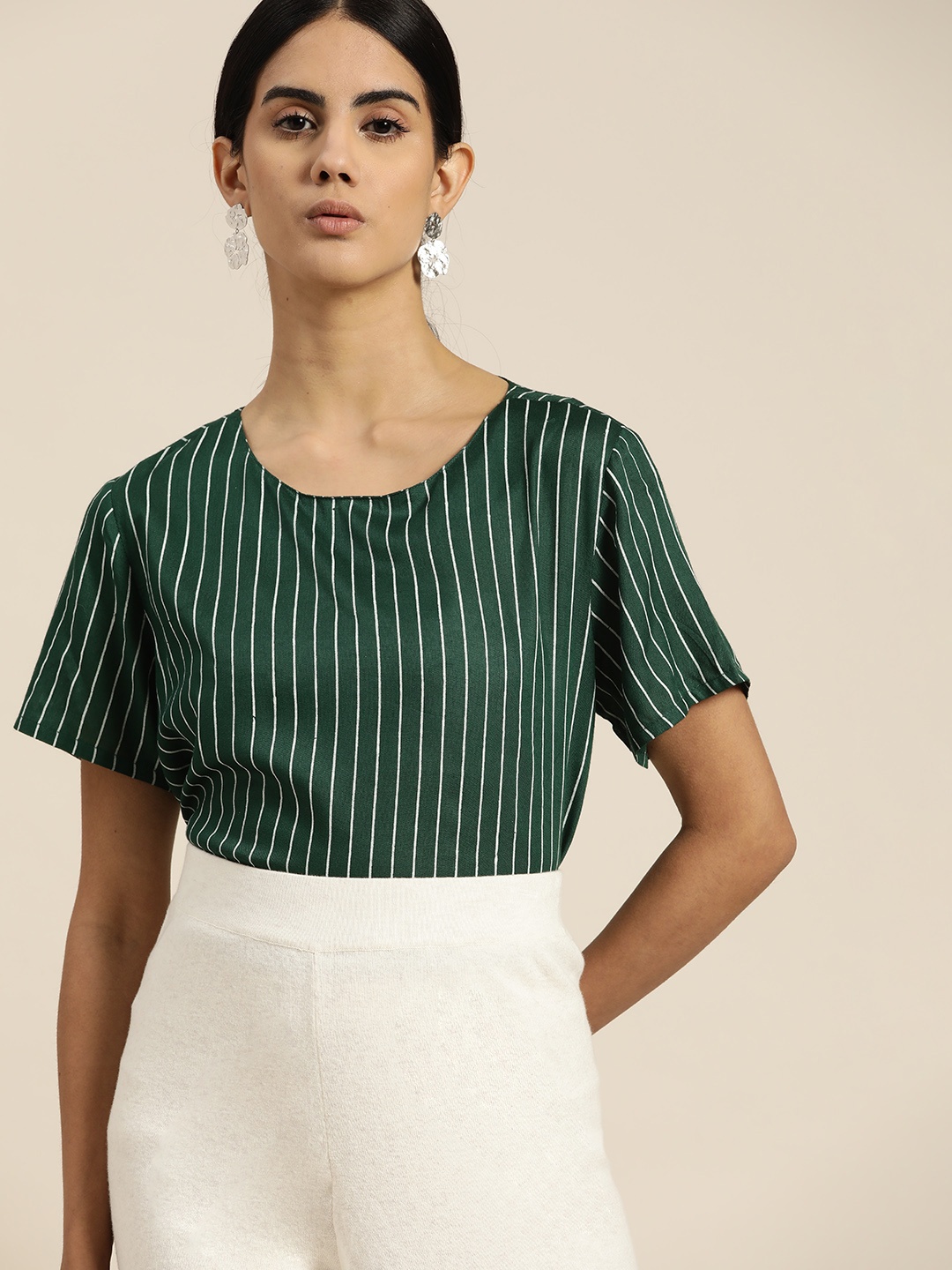 

her by invictus Green & White Striped Top