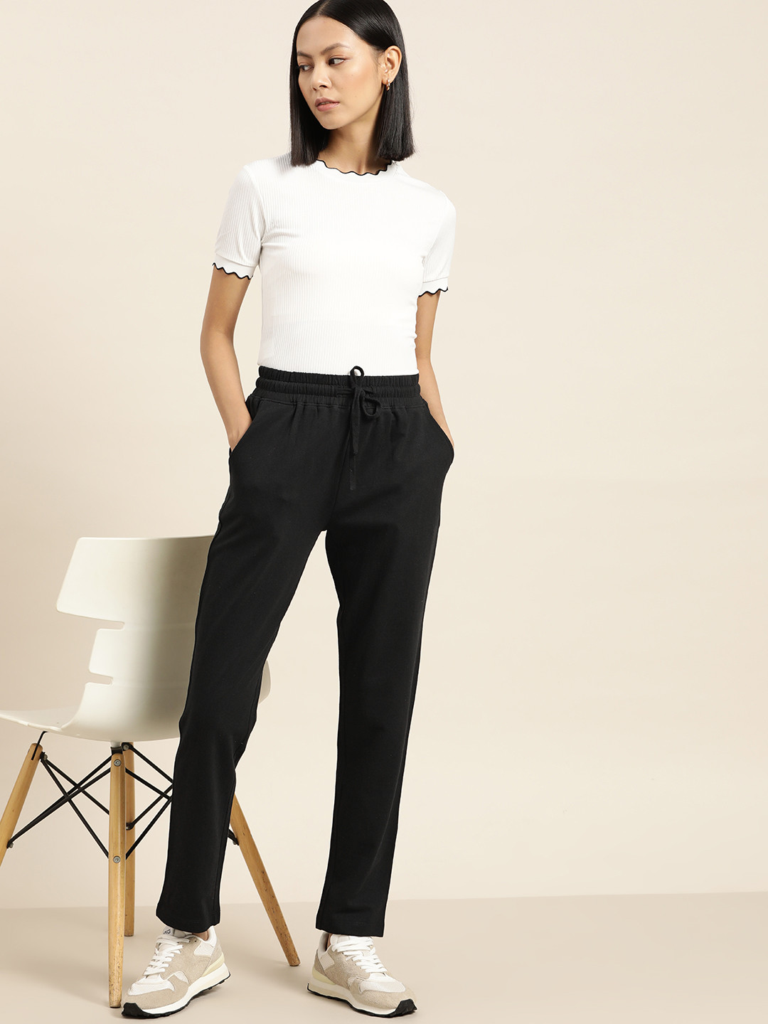

her by invictus Women Black Regular Fit Solid Track Pants