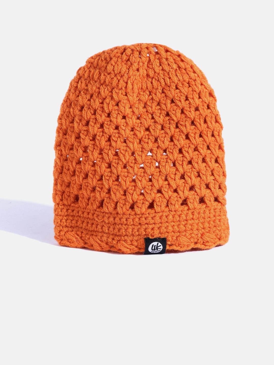 

YK Girls Rust Orange Open Knit Beanie