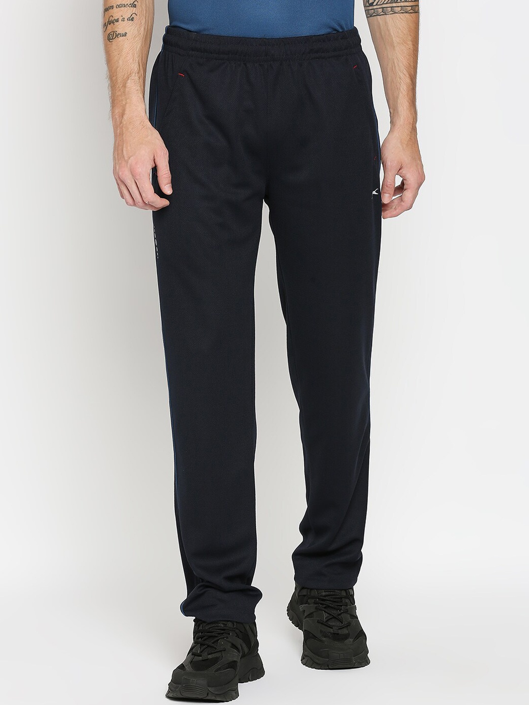 

Black Panther Men Navy Blue Solid Cotton Slim-Fit Track Pants