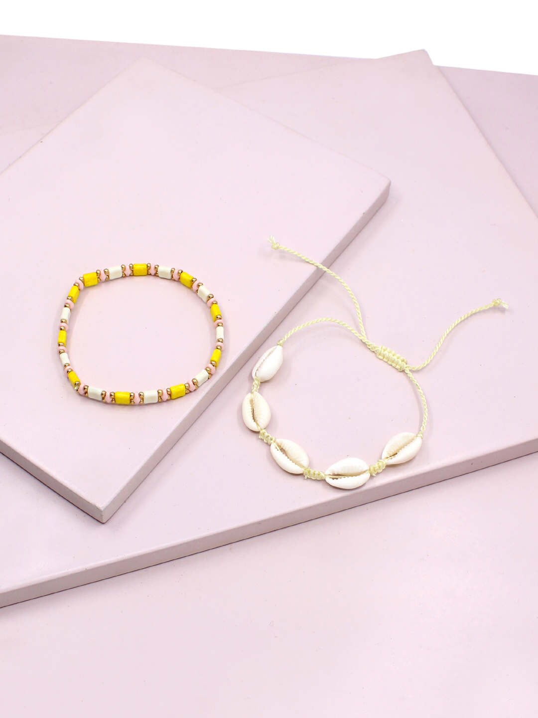 

Runway Ritual Women 2 Gold-Plated Yellow & White Elasticated Bracelet