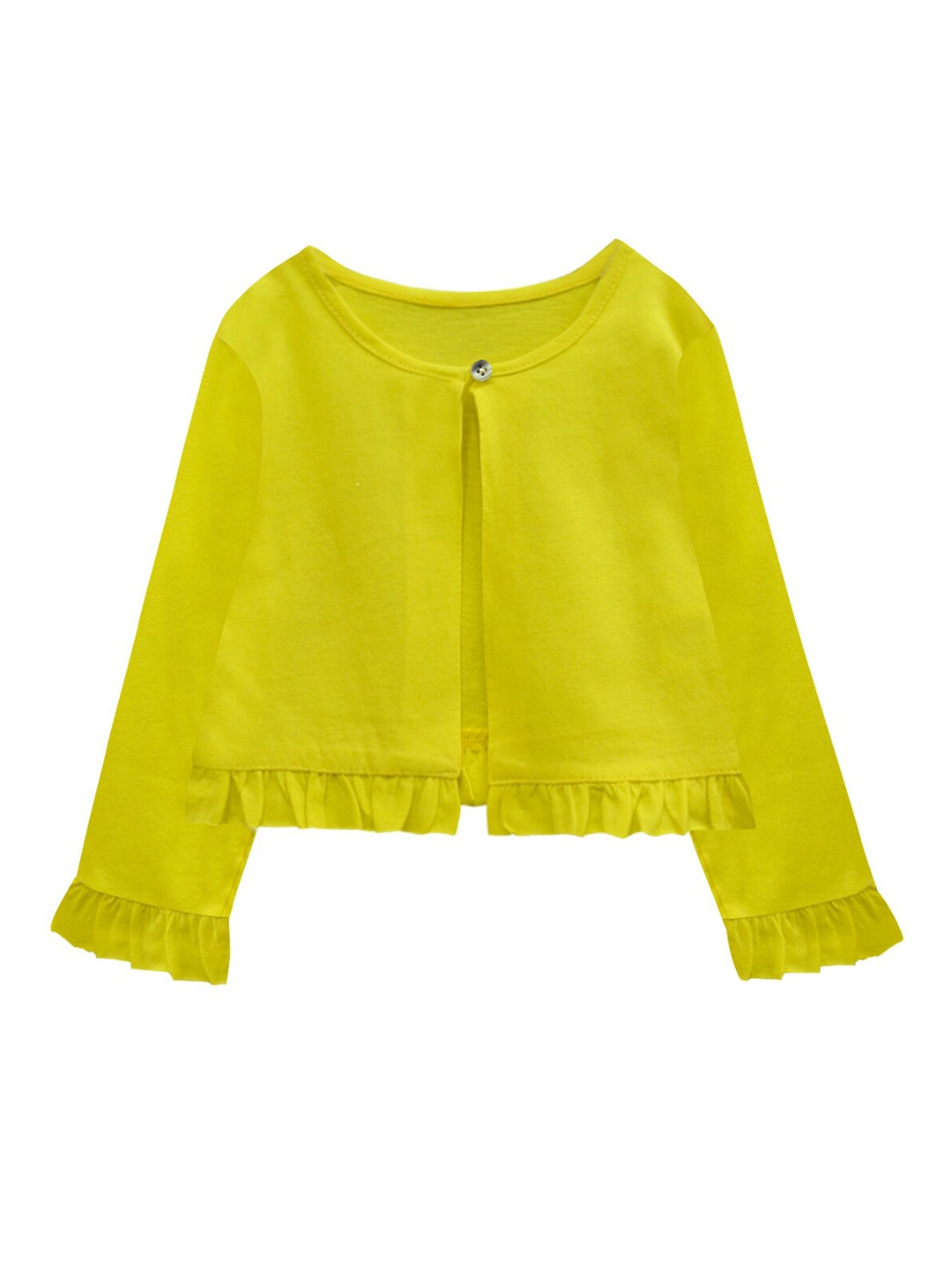 

A T U N Girls Yellow Pure Cotton Cardigan