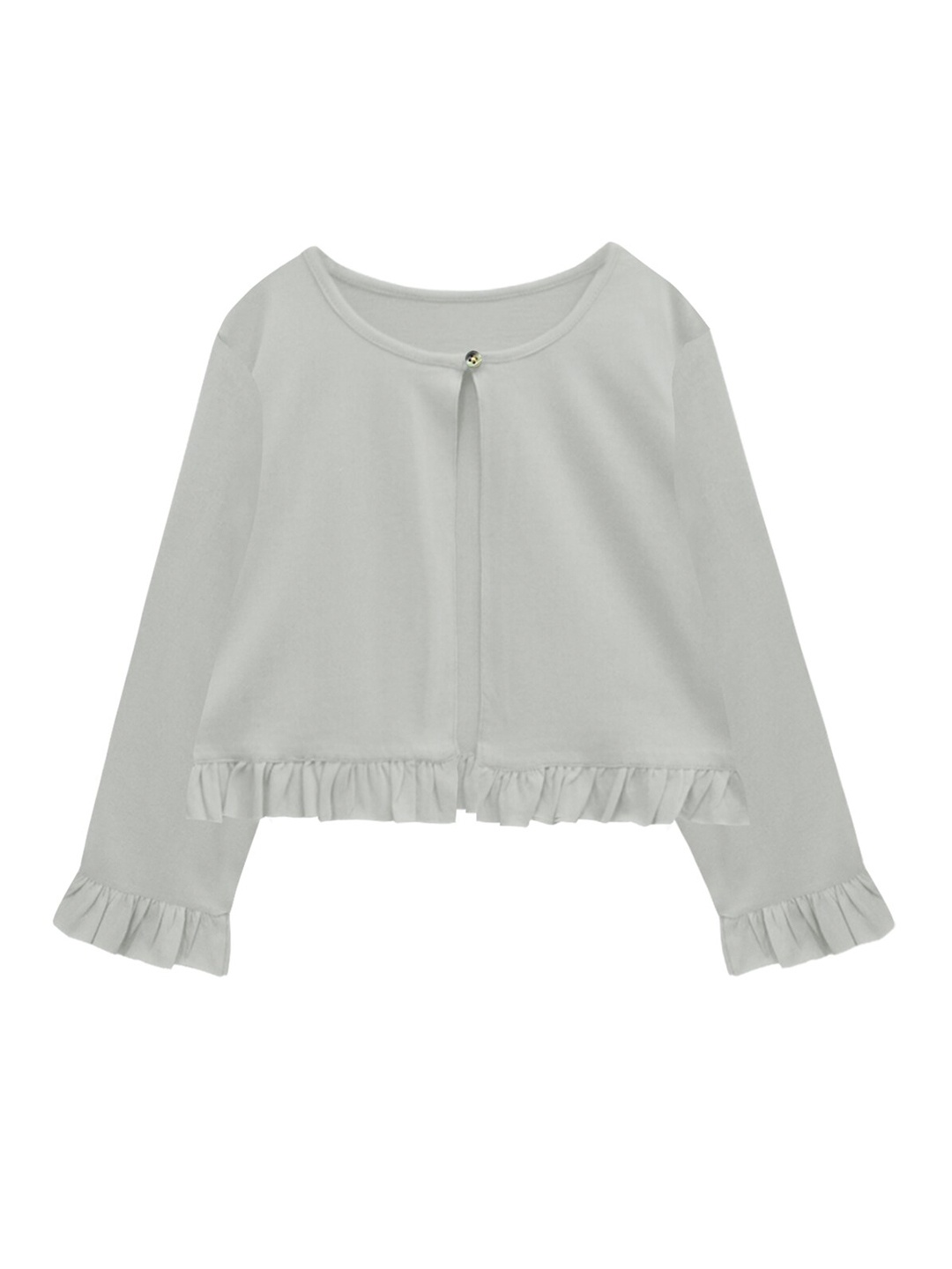 

A T U N Girls Grey Solid Front Open Cardigan