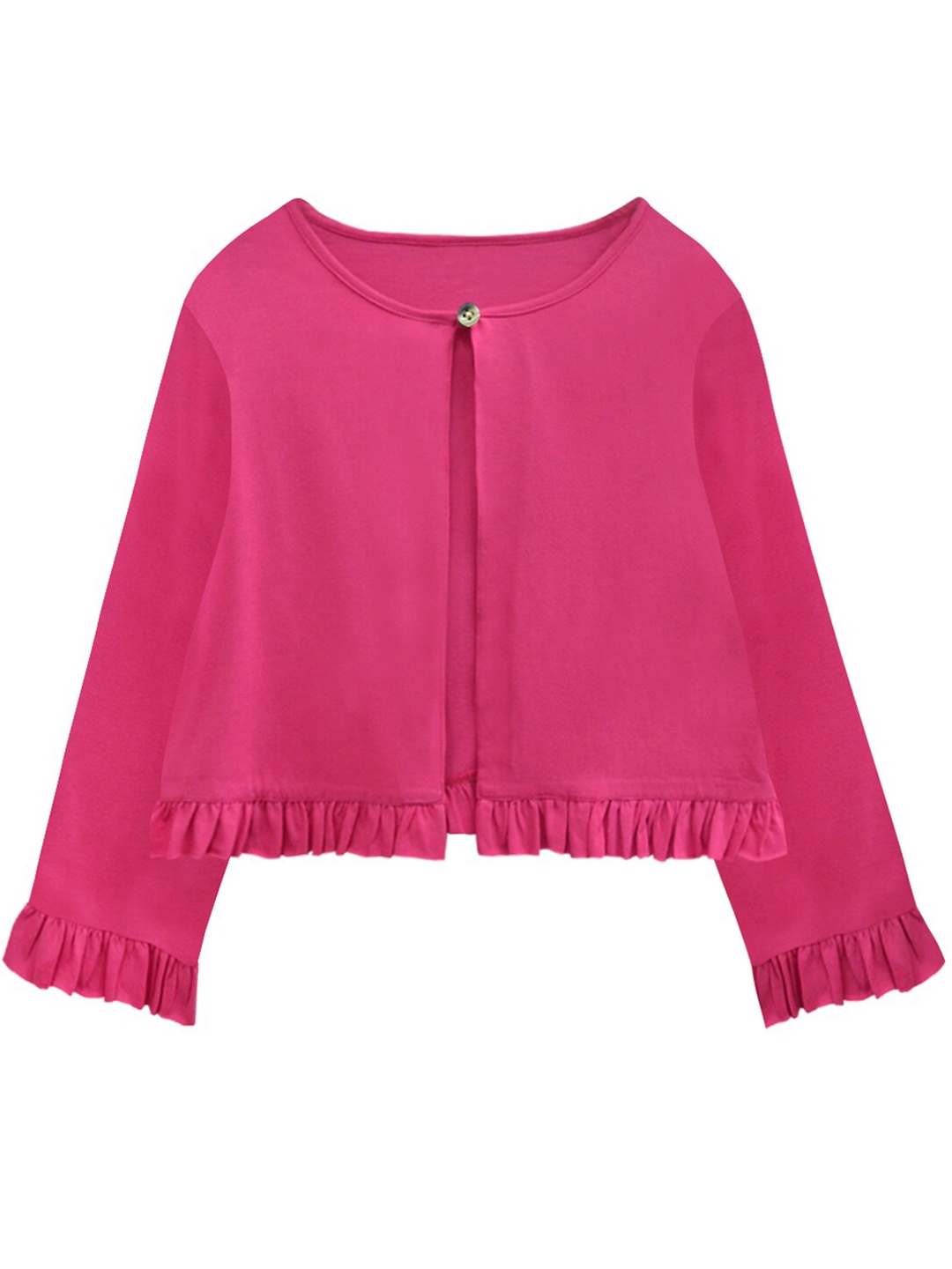 

A T U N Girls Fuchsia Pure Cotton Front-Open Sweater