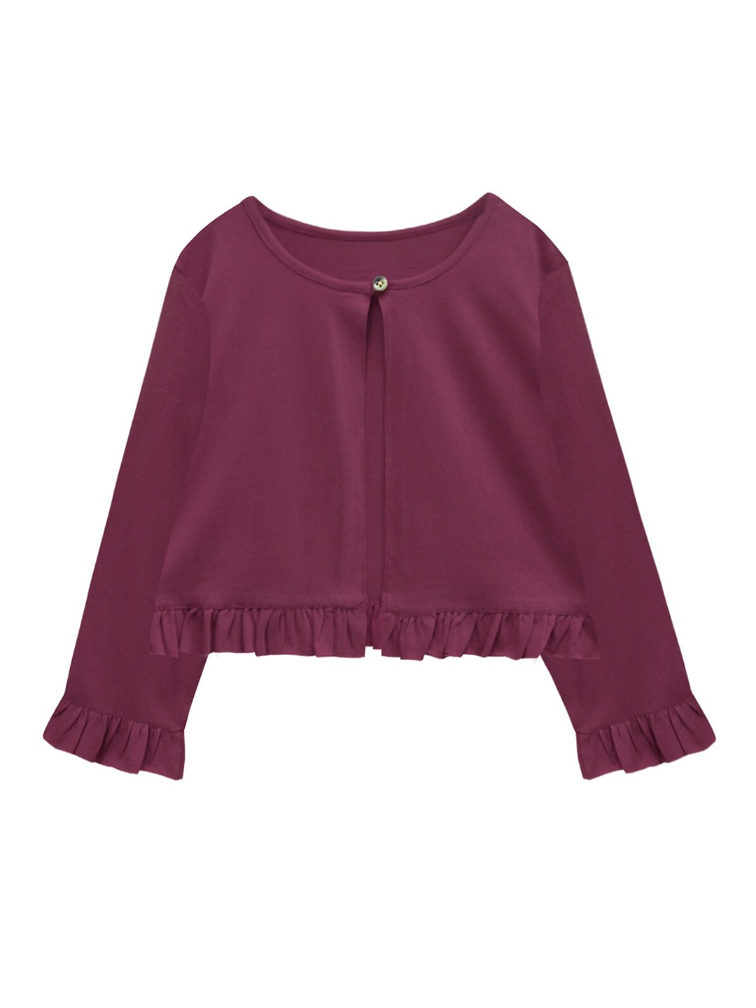 

A T U N Girls Burgundy Front-Open Sweater