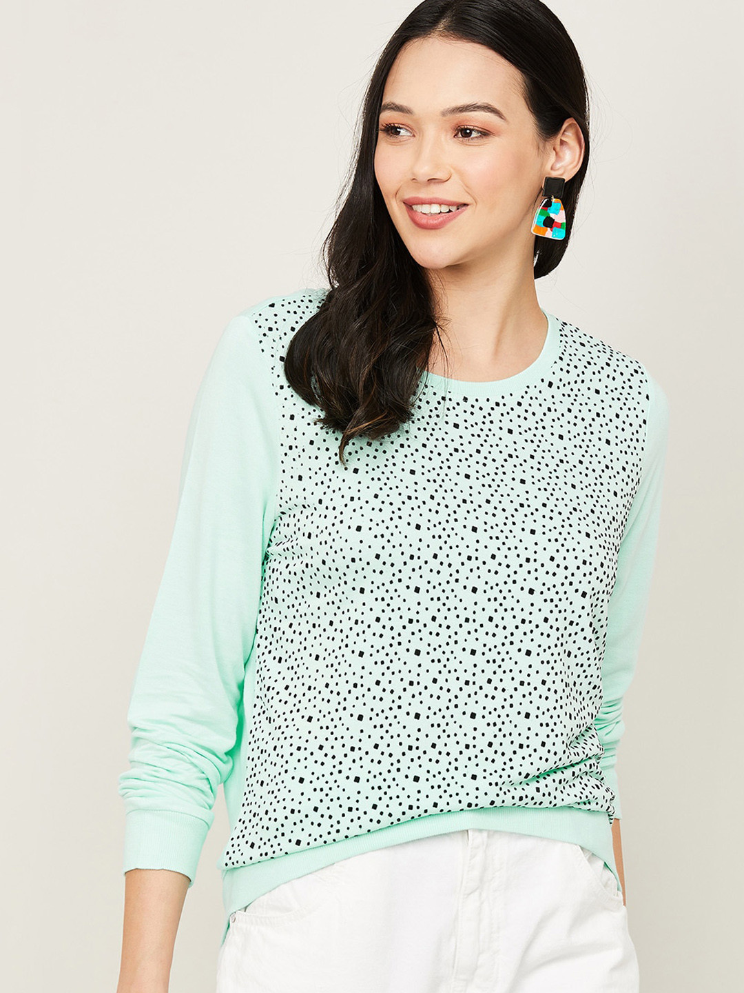 

Fame Forever by Lifestyle Women Sea Green Printed Cotton Sweatshirt