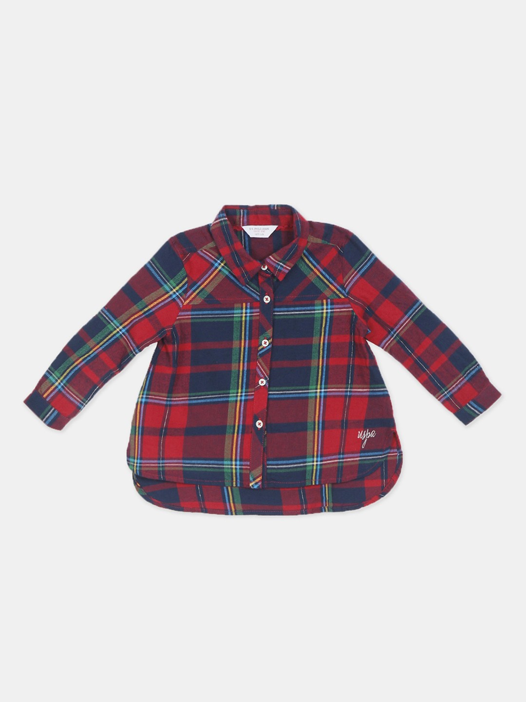 

U.S. Polo Assn. Kids Girls Red Tartan Checks Opaque Checked Casual Shirt