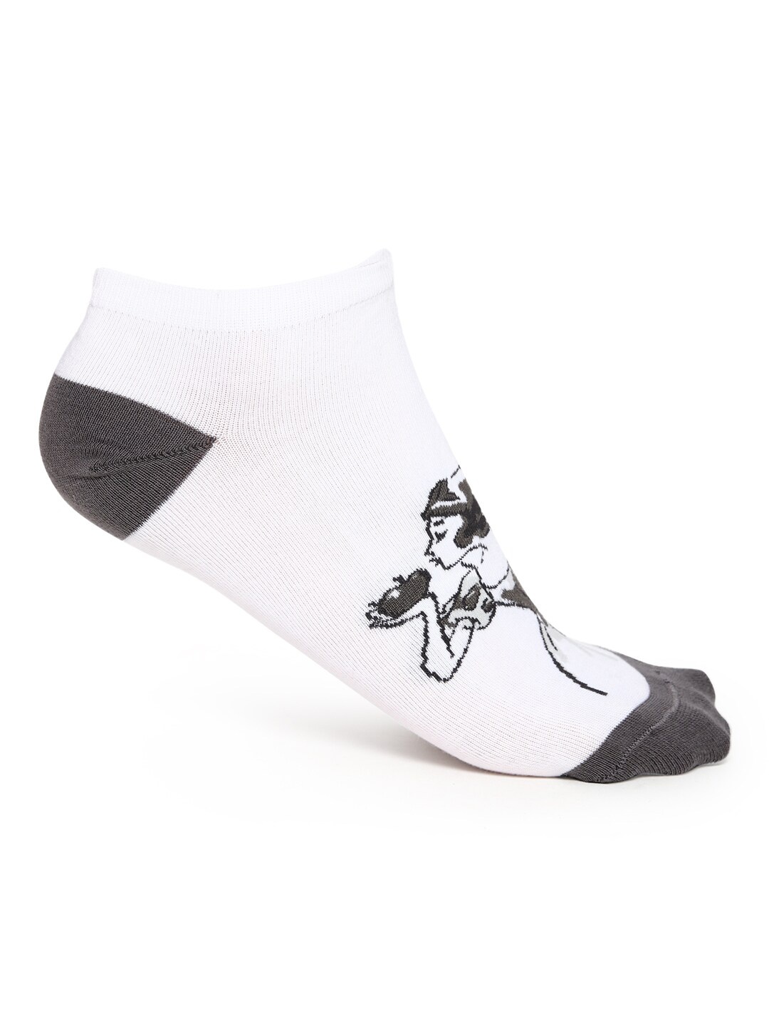 

FOREVER 21 Women White & Grey Printed Ankle Length Socks