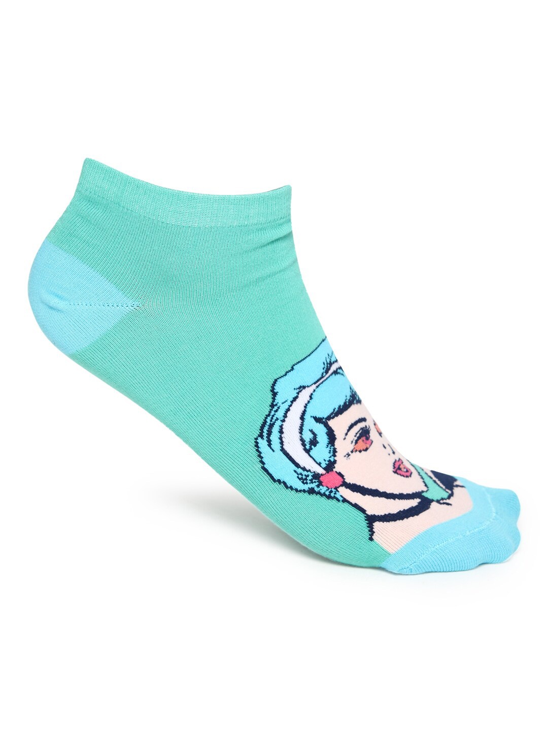 

FOREVER 21 Women Turquoise Blue & Pink Graphic Printed Ankle Length Socks
