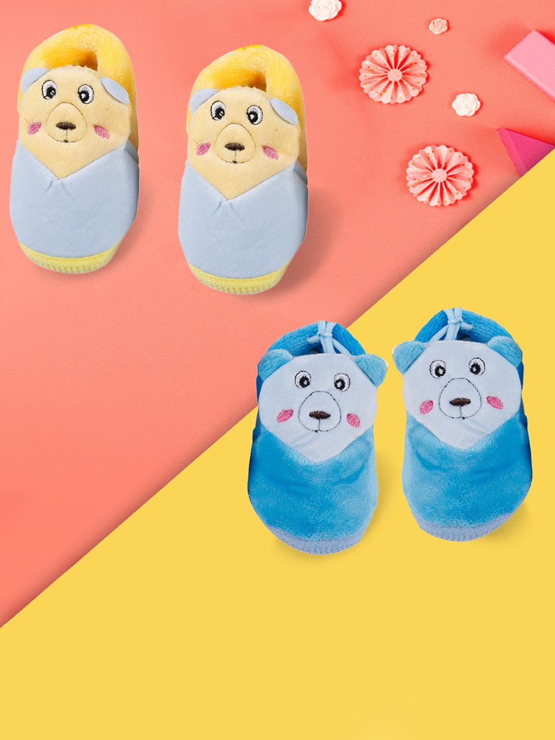 

Baby Moo Infants Kids Pack Of 2 Printed Booties, Blue